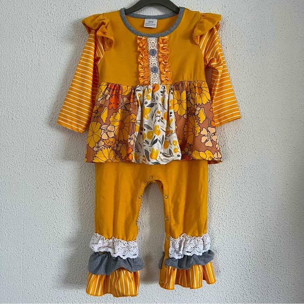 Toddler Girl Ruffle Long Sleeve Jumpsuit